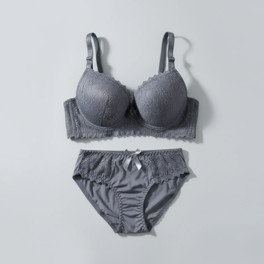 Fancy Pad Bra Set (Grey)