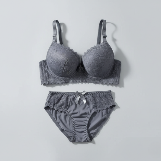 Fancy Pad Bra Set (Grey)